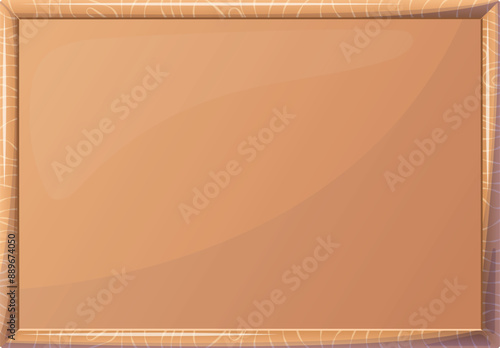 Bulletin Board, cork desk in wooden frame, empty in cartoon style isolated on white background. Grain texture, wall schedule. illustration
