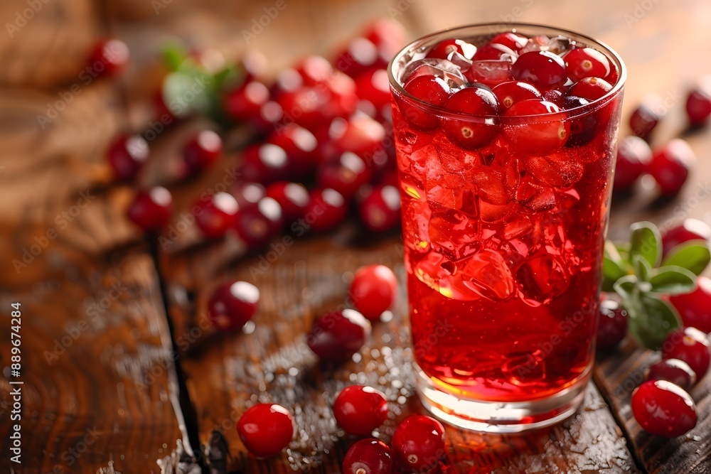 Refreshing Cranberry Juice with Ice and Fresh Cranberries Refreshing Cranberry Juice with Ice and Fresh Cranberries