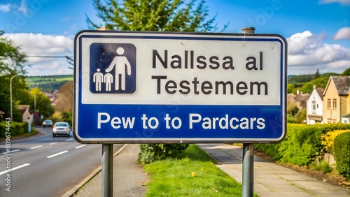 Nailsea, England - August 9, 2023: A sign of welcome to Nailsea on to on-coming drivers and pedestrians entering the Country Town photo