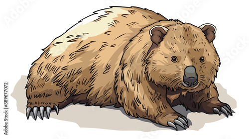 Staying Wombat Animal Vector Illustration Handdrawn 