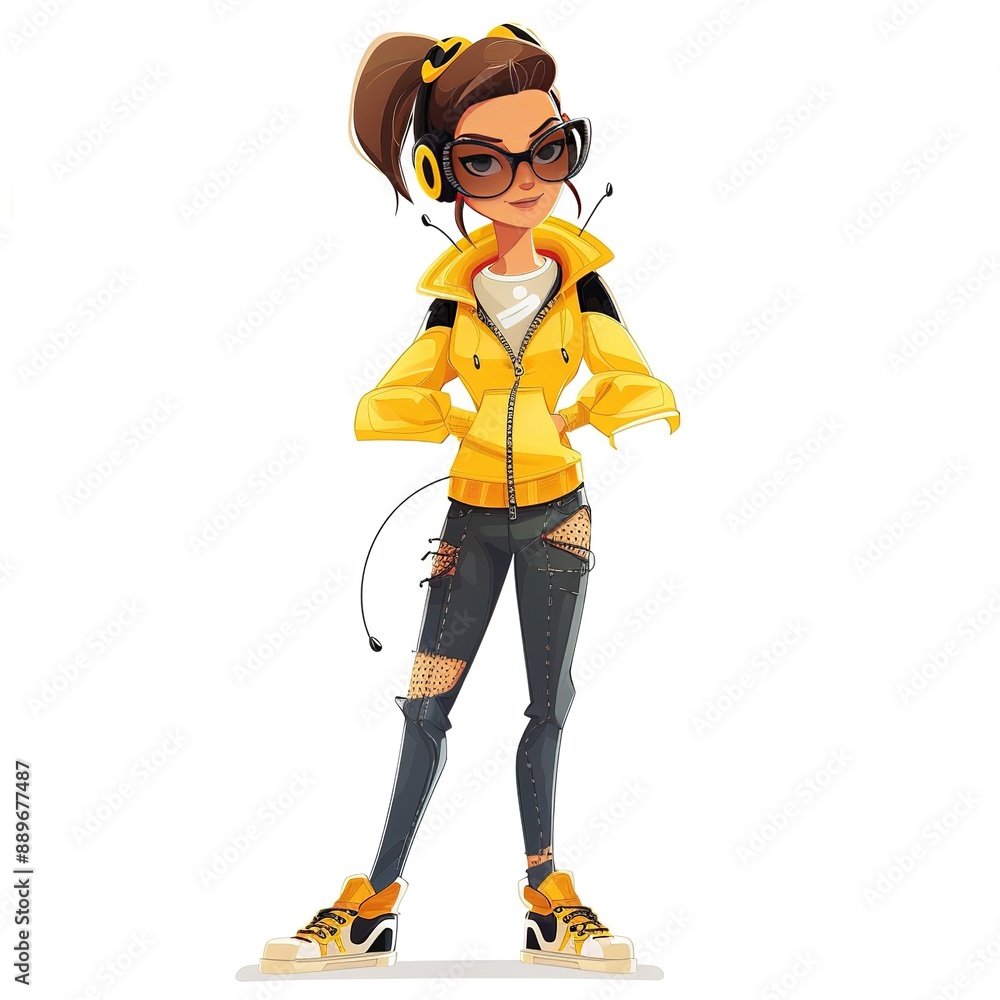 Hornet Tomboy fashion cartoon isolated whitebackground Hornet Tomboy fashion cartoon isolated whitebackground