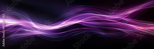 Abstract Pink And Purple Light Waves On Black Background