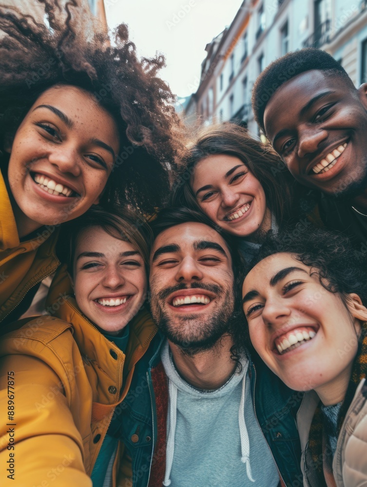 A group of friends taking a selfie together, having fun and enjoying each other's company A group of friends taking a selfie together, having fun and enjoying each other's company