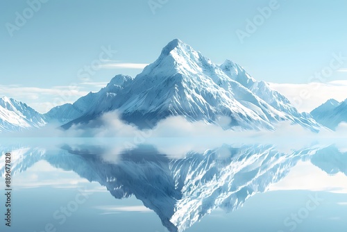 Wallpaper Mural Majestic Snow-Capped Mountain Reflected in Tranquil Lake Torontodigital.ca