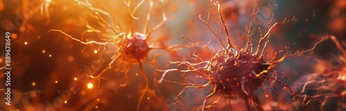 Microscopic View of a Cancer Cell With Intricate Branching Structures