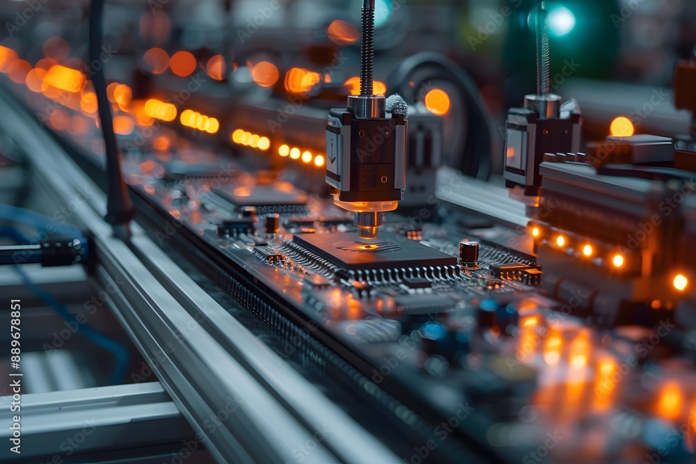 Fototapeta premium Automated Assembly Line for Electronic Circuit Boards