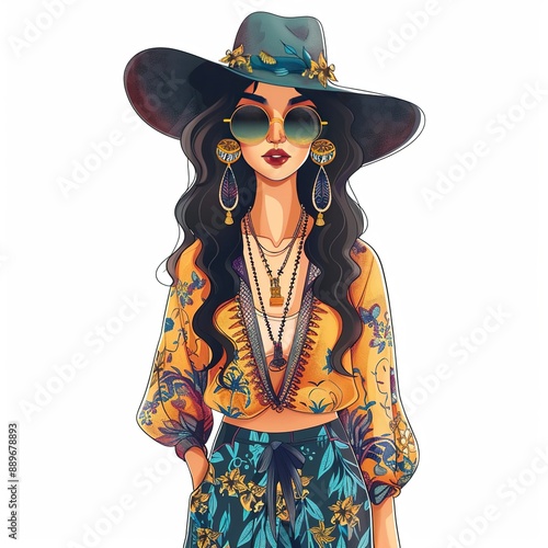 Ibise Boho-Chic fashion cartoon isolated whitebackground photo