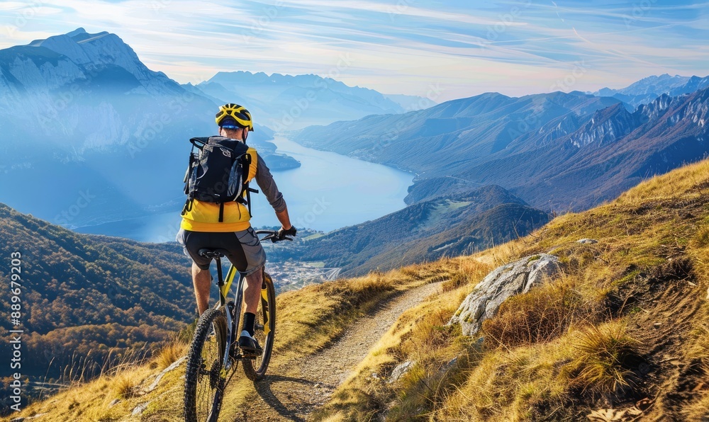 Mountain Biking Adventure: Man Conquering Trails on a Mountain Bike Mountain Biking Adventure: Man Conquering Trails on a Mountain Bike