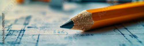 Yellow Pencil on Architectural Blueprint During Daylight Hours
