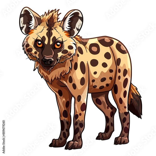 Hyena Retro animal fashion cartoon isolated whitebackground