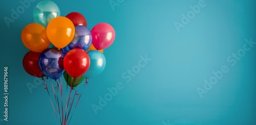 Colorful Balloons Floating Against a Blue Background