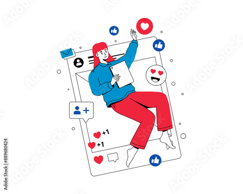 Concept of Social Media Addiction Illustration