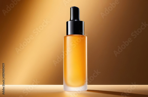 Glass dropper bottle with a pippette with rubber tip on the beautiful background. Nature Skin concept. Organic Spa Cosmetics. Eco friendly care organic Cosmetic product. Beauty treatment. Spa Concept.