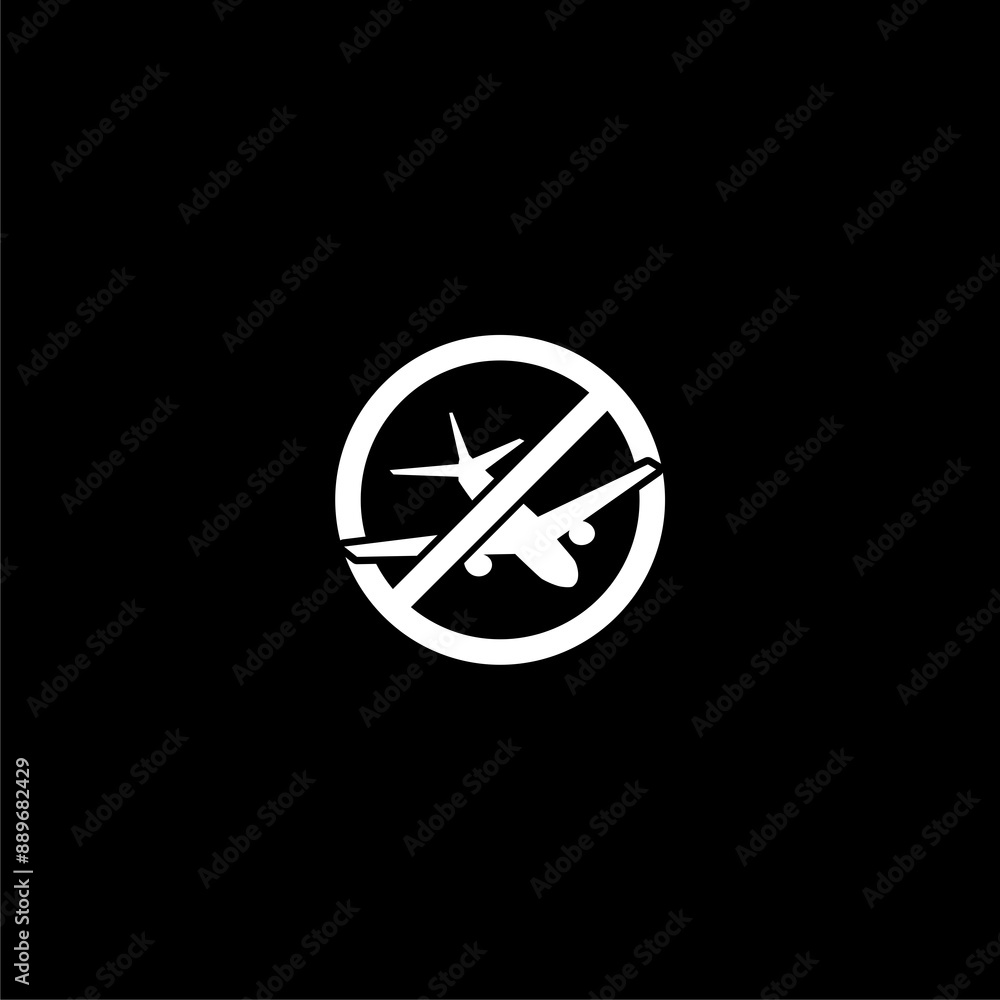 No plane flight icon isolated on dark background No plane flight icon isolated on dark background