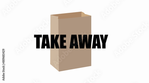 Take Away Bag Icon. Vector isolated illustration of a take away paper bag. Take Away Sign