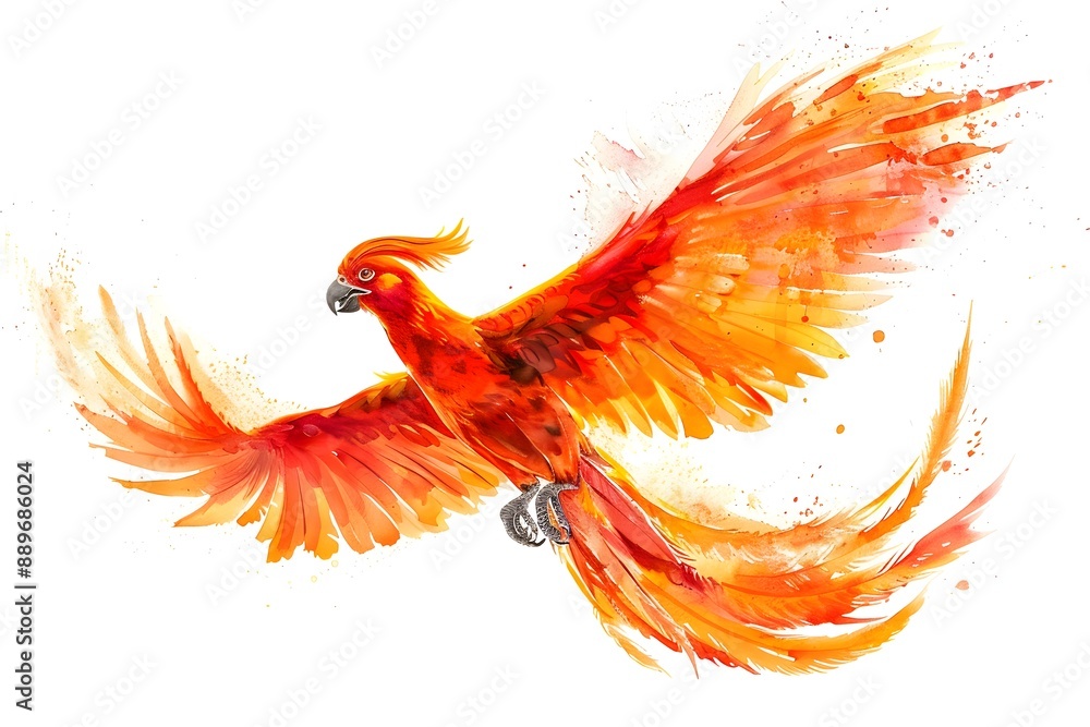 Fototapeta premium Vibrant Watercolor Phoenix in Flight