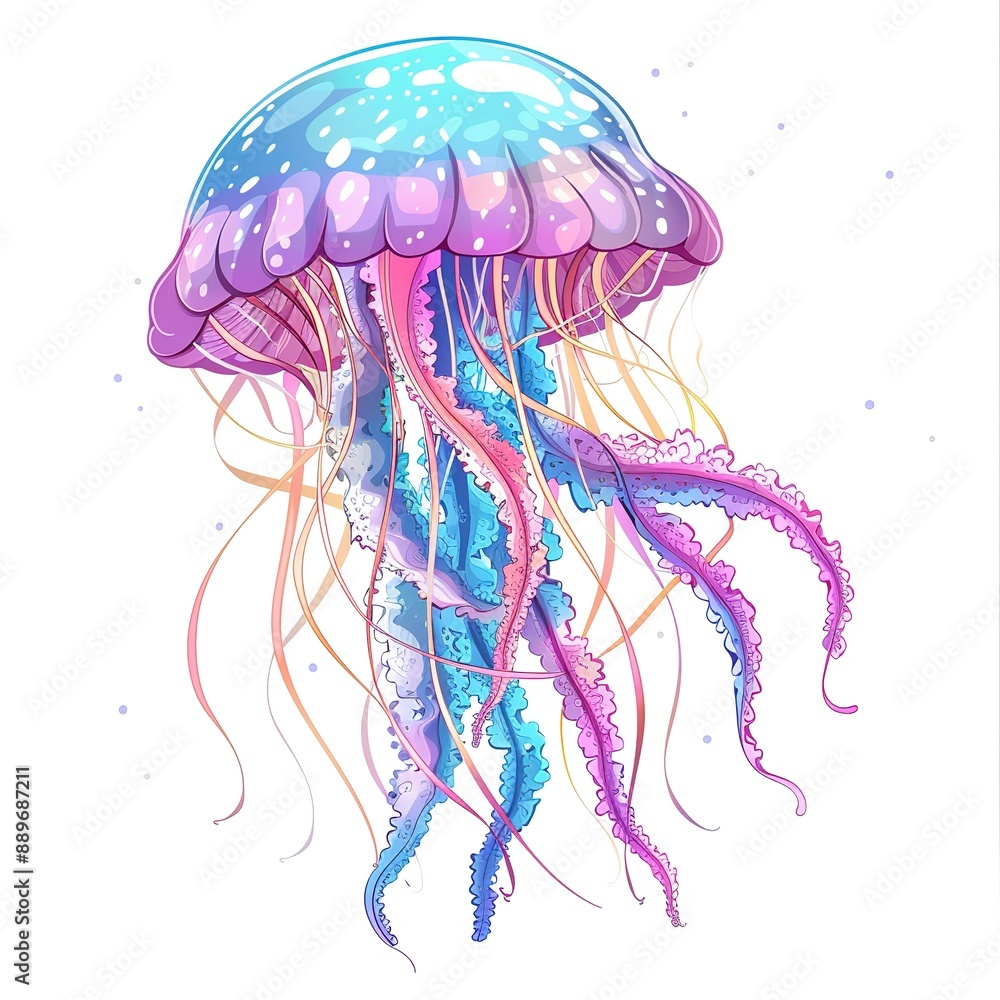 Fototapeta premium Jellyfish Romantic fashion cartoon isolated whitebackground