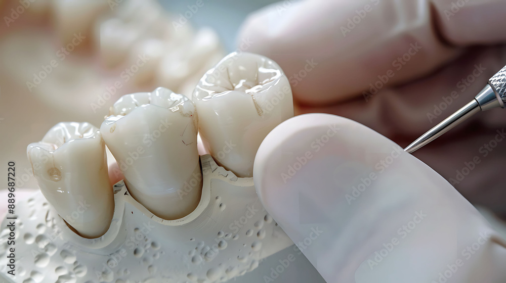 Dentist explaining the process of getting a dental inlay Dentist explaining the process of getting a dental inlay