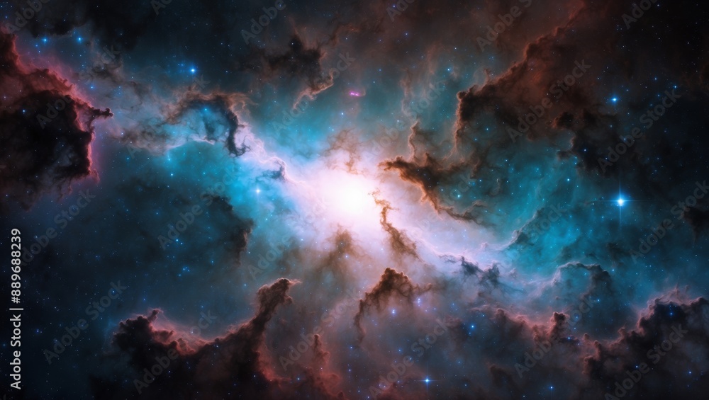 Fototapeta premium Cosmic Nebula with Galactic Colors and Ethereal Glow