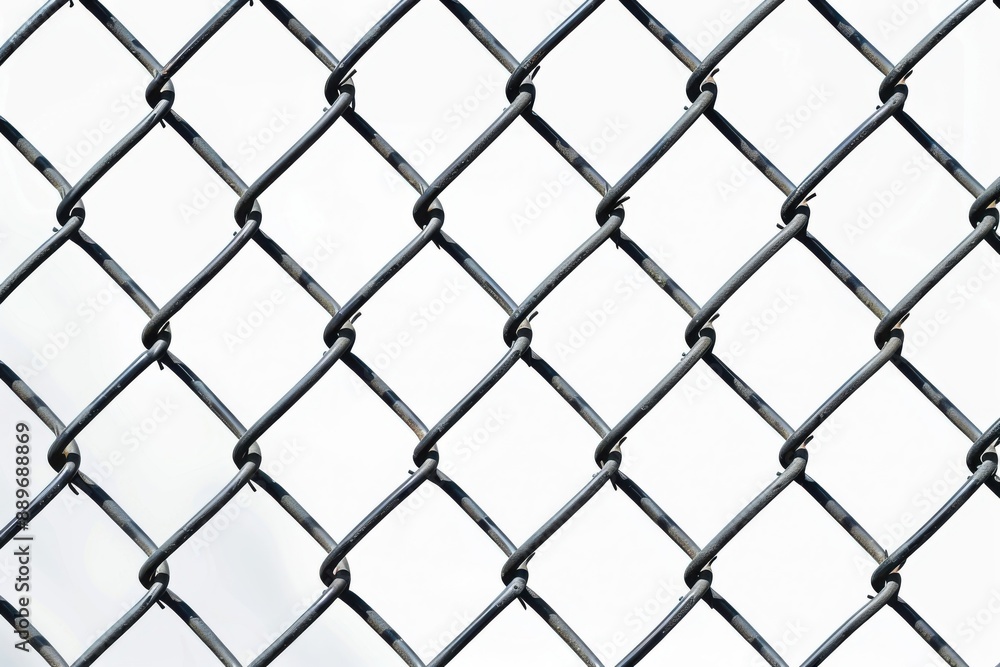 Fototapeta premium White chainlink fence on a clear background