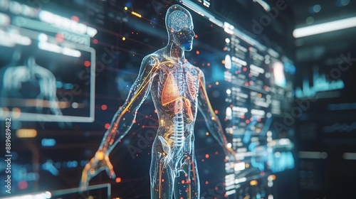 A holographic display of health data d by AI.
