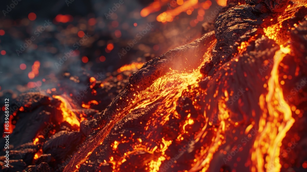 Fototapeta premium Lava-covered mountain landscape