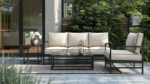 Sleek Modern Patio Heaven: 3Piece Set & Side Table patio three frame photo