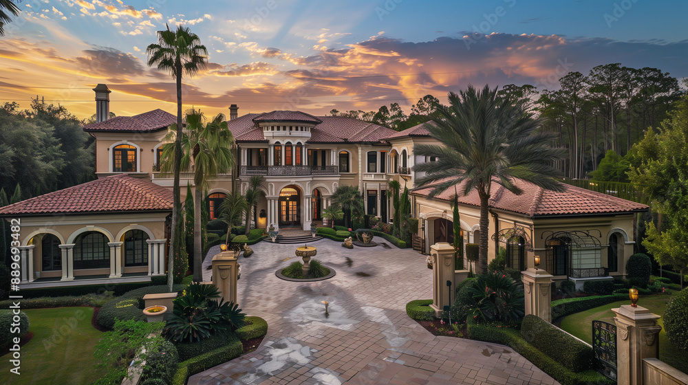 Gated mansion in a posh neighborhood Gated mansion in a posh neighborhood