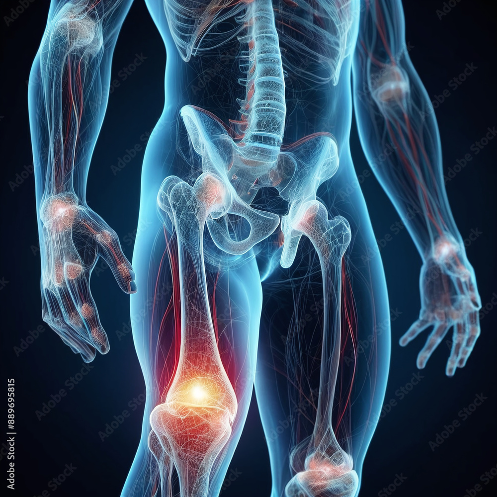 Pain and inflammation in human body joint 3d ai generated image Pain and inflammation in human body joint 3d ai generated image