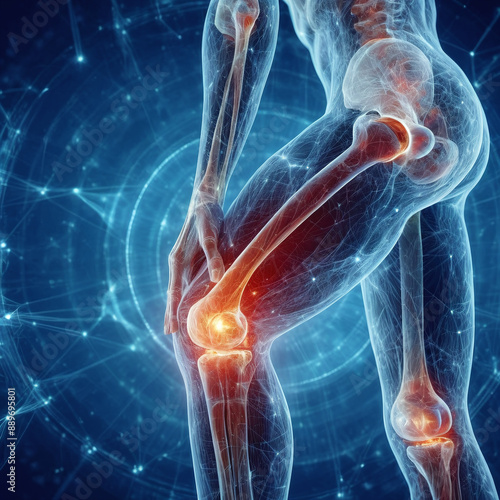 Pain and inflammation in human body joint 3d ai generated image