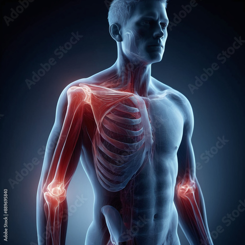 Pain and inflammation in human body joint 3d ai generated image