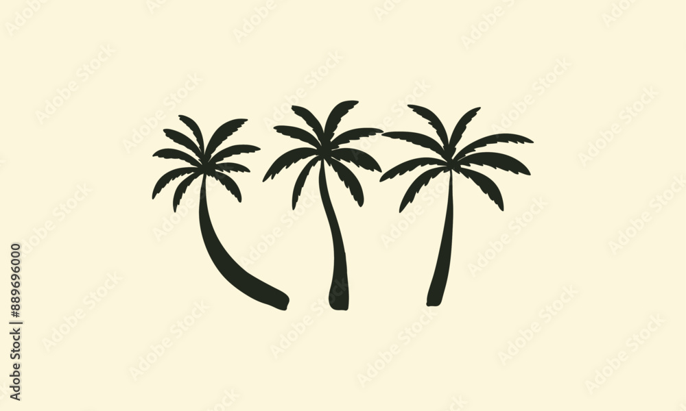 set of silhouette coconut trees set of silhouette coconut trees