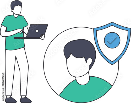 User protection for cyber security, high protection and safety for login account, secure data privacy, online authentication concept,
