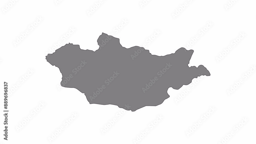 Mongolia map animation. Black line smoothly transitioning to fill, drawing on white, transparent alpha channel. Mongolia map animation. Black line smoothly transitioning to fill, drawing on white, transparent alpha channel.