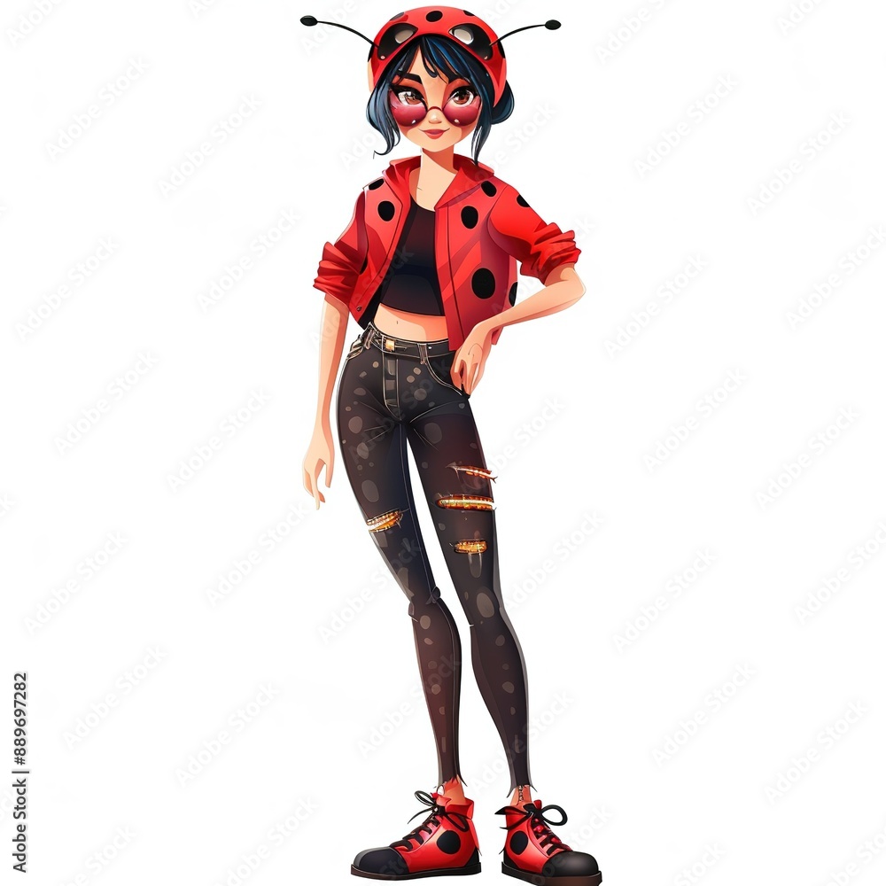 Ladybug Tomboy fashion cartoon isolated whitebackground Ladybug Tomboy fashion cartoon isolated whitebackground