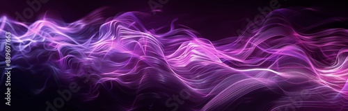 Abstract Pink And Purple Light Waves On Black Background