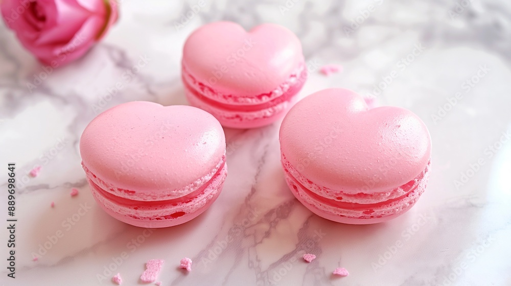 Heart shaped Sweet macarons, pink luxury macarons Heart shaped Sweet macarons, pink luxury macarons