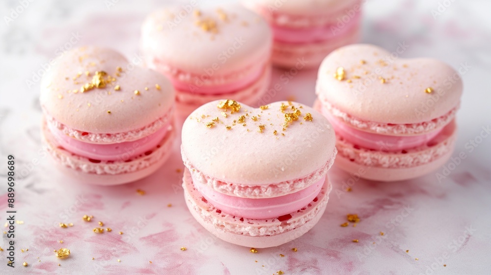 Heart shaped Sweet macarons, pink luxury macarons Heart shaped Sweet macarons, pink luxury macarons