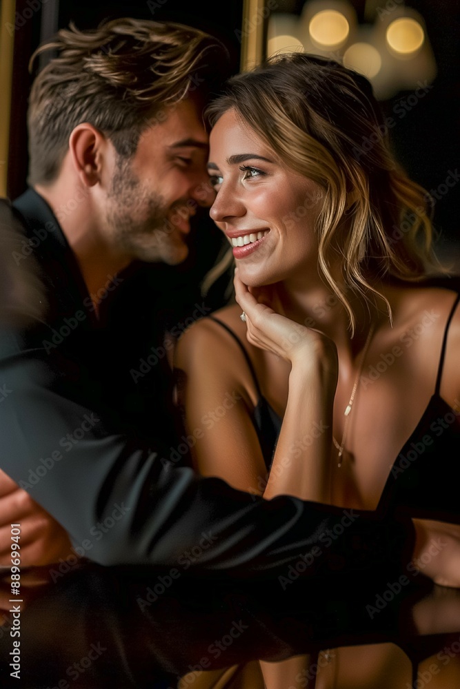 Smiling Couple Sharing a Romantic Moment Smiling Couple Sharing a Romantic Moment