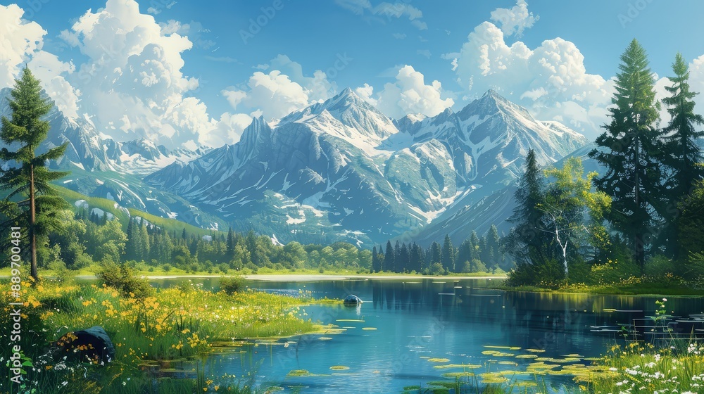 Fototapeta premium Serene landscapes in natural beauty