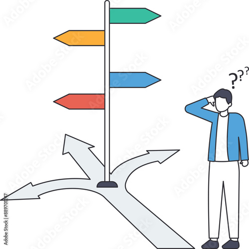 Decision making, decide the right way or choosing options, best alternative or solution to success, business direction or thinking concept,
