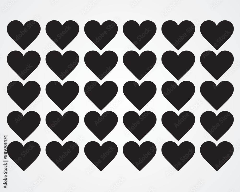 Collection of black heart vector icons, Set of black heart icons Collection of black heart vector icons, Set of black heart icons