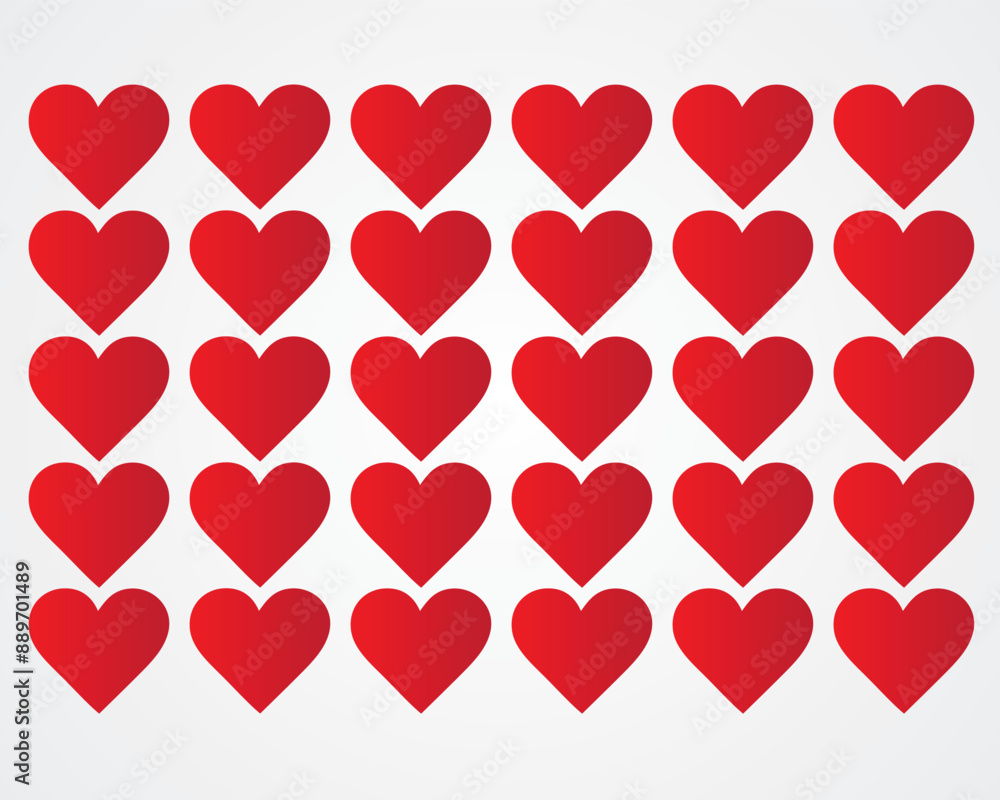 Collection of red heart vector icons, set of red heart icons Collection of red heart vector icons, set of red heart icons