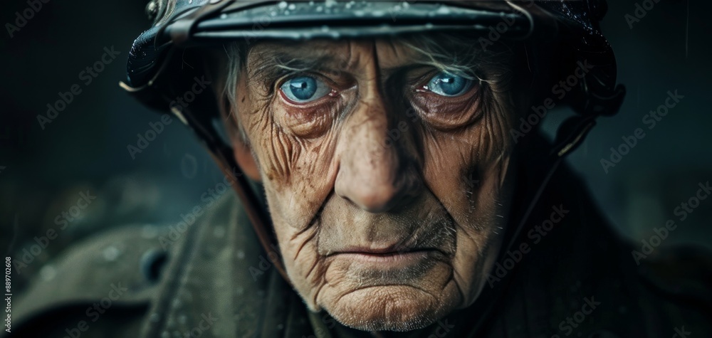 Close Up Portrait of an Elderly Veteran in Military Uniform Close Up Portrait of an Elderly Veteran in Military Uniform