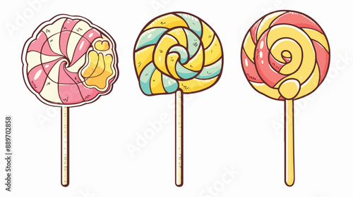 Lollipop Sweet Candy Vector Illustration Handdrawn Vector