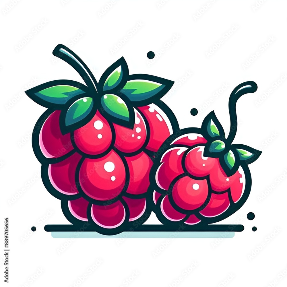 Cartoon style green raspberry on a white background, flat colors, in vector style Cartoon style green raspberry on a white background, flat colors, in vector style