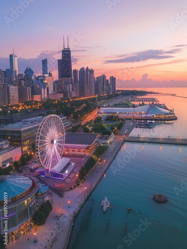 City Ferris Wheel Aerial View