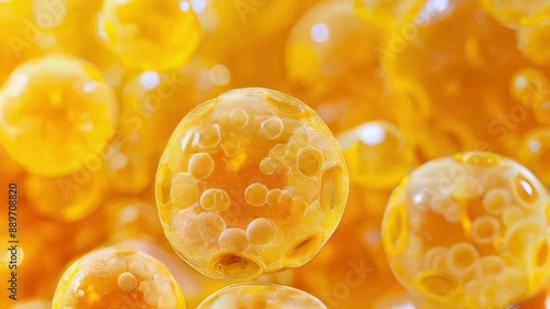 Human fat body tissue under microscope view for physiology education.