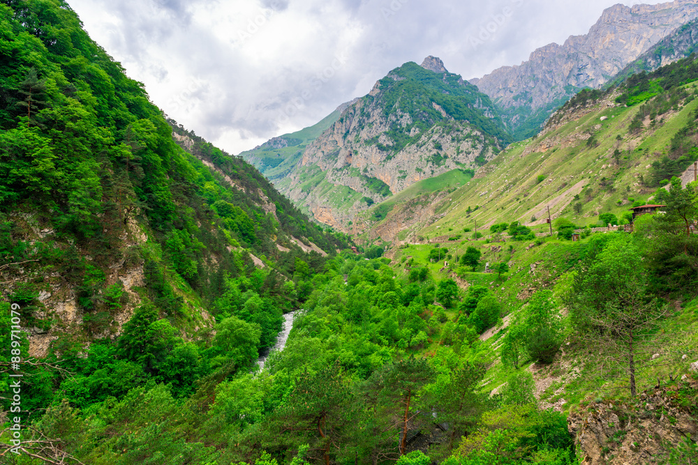 Kadargavan Green Canyon with dramatic sky. The North Caucasus Kadargavan Green Canyon with dramatic sky. The North Caucasus
