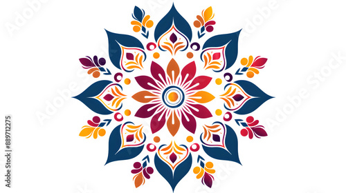 Minimalistic rangoli design, Diwali, elegant festive art, Festival of Lights decoration, traditional rangoli pattern, png file, isolated on white